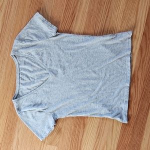 J CREW Grey Slub Cotton V Neck Tee, Size Small